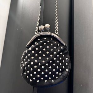 Betsy Johnson black metal studded crossbody purse